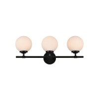 Ansley 3 Light Black And Frosted White Bath Sconce