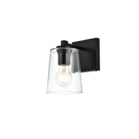 Kacey 1 Light Black And Clear Bath Sconce