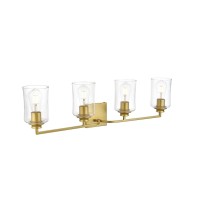 Ronnie 4 Light Brass And Clear Bath Sconce