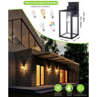 Ebionbright Outdoor Light Fixture With Toughened Glass Shade Outdoor Wall Lights Waterproof Matte Black Antirust Outdoor Wall