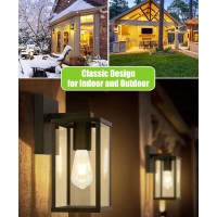 Ebionbright Outdoor Light Fixture With Toughened Glass Shade Outdoor Wall Lights Waterproof Matte Black Antirust Outdoor Wall