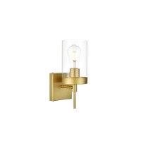 Benny 1 Light Brass And Clear Bath Sconce