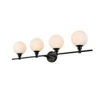 Cordelia 4 Light Black And Frosted White Bath Sconce