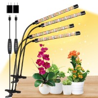 Lpmzmbl 4 Heads Clip Grow Light With Vshaped Design Full Spectrum Grow Lights For Indoor Plants Highoutput Adjustable 360 G