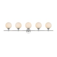 Cordelia 5 Light Chrome And Frosted White Bath Sconce