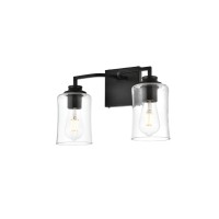 Ronnie 2 Light Black And Clear Bath Sconce