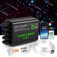 750 Starlight Headliner Kits For Car Home Star Ceiling Sky Decoration Twinkle & Meteor 2-In-1 Light Engine 0.03In*9.8Ft Rgbw Fiber Optic Strands 200 Pure White Shooting Stars 16W Starlight Kit