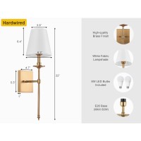 Wall Sconces Set Of Two With Remote Dimming 10100 Adjustable Colors 27006500K Hardwired Wall Lamps White Fabric Shades Wall