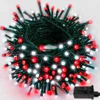 82Ft 200 Led Red White Christmas Lights Outdoor/Indoor, Timer & Memory Function & 8 Modes, Extendable Green Wire, Waterproof Candy String Lights For Xmas Tree Holiday Party Garden Yard (Red&White)