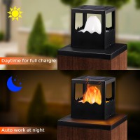 Viewsun 4 Pack Solar Post Cap Lights Flickering Flame Solar Post Lights Brightness Smd Led Lighting Decor For Halloween Christ