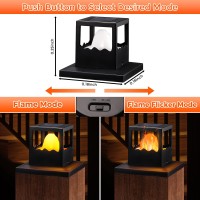 Viewsun 4 Pack Solar Post Cap Lights Flickering Flame Solar Post Lights Brightness Smd Led Lighting Decor For Halloween Christ