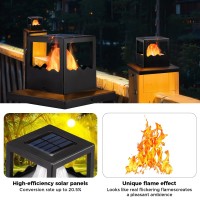 Viewsun 4 Pack Solar Post Cap Lights Flickering Flame Solar Post Lights Brightness Smd Led Lighting Decor For Halloween Christ