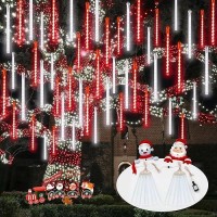 Yiqu 2Pack Meteor Shower Lights Outdoor Waterproof Total 16 Tubes 384 Leds Christmas Lights Outdoor Led String Lights For Xma