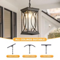 Motion Outdoor Pendant Light Fixtures Dusk To Dawn Exterior Ceiling Hanging Lantern For Porch Modern Black Outside Chandelier L