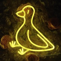 Dracey Duck Neon Sign For Kids Bedroom Wall Decor Led Yellow Duck Neon Signs Duck Neon Wall Art Usb Night Light For Game Room M