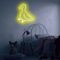 Dracey Duck Neon Sign For Kids Bedroom Wall Decor Led Yellow Duck Neon Signs Duck Neon Wall Art Usb Night Light For Game Room M