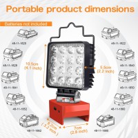 48W Led Work Light For Milwaukee M18 Battery 4800Lm Cordless Work Light With Upgraded Dual Switch For Battery Low Voltage Pro