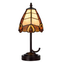 Eli 13 Inch Accent Lamp, Painted Multicolor Tiffany Style Shade, Bronze