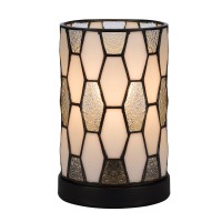 Eli 9 Inch Accent Lamp, Hand Painted Cylinder Tiffany Style Shade, Bronze