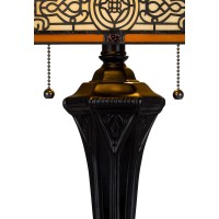 Eli 24 Inch Table Lamp, Hexagonal Tiffany Style Shade, Dual Lights, Bronze