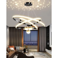 Modern Led Pendant Lamp Creative Led Pendant Lamp Dimmable Ceiling Light Modern Dining Living Room Office Kitchen Modern Pendant Lamp (Black, L30+40+60Cm)