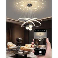 Modern Led Pendant Lamp Creative Led Pendant Lamp Dimmable Ceiling Light Modern Dining Living Room Office Kitchen Modern Pendant Lamp (Black, L30+40+60Cm)