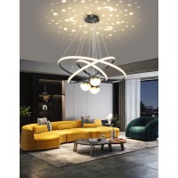 Modern Led Pendant Lamp Creative Led Pendant Lamp Dimmable Ceiling Light Modern Dining Living Room Office Kitchen Modern Pendant Lamp (Black, L30+40+60Cm)