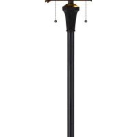 Eli 60 Inch Floor Lamp, Hexagonal Tiffany Style Shade, Dual Light, Bronze