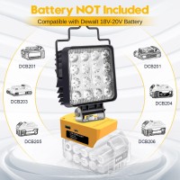 Led Work Light For Dewalt 20V Battery 48W 4800Lm Protable Led Flood Light 6500K Cordless Flashlight Low Voltage Protect Usb