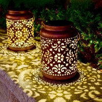 Solar Lanterns, Large Metal Hanging Solar Lights, Retro Outdoor Waterproof Led, Modern Moroccan Design For Garden Yard Patio Tree Tabletop Wedding Party Decorations, 2 Pack (Red Copper)