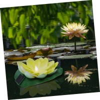 Yarnow Lotus Lantern Rana Pads Pond Lights Solar Lily Flower Lights Japanese Stone Lantern Solar Powered Flowers Flower Garden Decor Solar Floating Pool Lights Led Plastic Outdoor