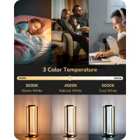 Edishine Led Table Lamp 3 Color Temperatures Bedside Lamp 3000K 4500K 6000K 750Lm Stepless Dimmable Nightstand Lamp For Livi