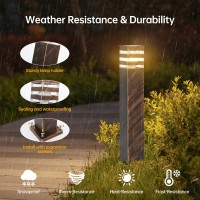 Slawa Outdoor Pathway Lights Rustic Bronze Outside Landscape Pillar Pole Lamps E26 Patio Porch Exterior Floor Lamp Ip65 Waterproof Bollard Light Aluminum Stand Post Pole Lamp For Yard Sidewalk Light