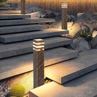 Slawa Outdoor Pathway Lights Rustic Bronze Outside Landscape Pillar Pole Lamps E26 Patio Porch Exterior Floor Lamp Ip65 Waterproof Bollard Light Aluminum Stand Post Pole Lamp For Yard Sidewalk Light