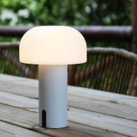 Weilailux Outdoor Mushroom Table Lamp Waterproof, Cordless Table Lamps Rechargeable, Battery Operated Lamp With Usb Charging, Touch Dimmable Night Light For Bedroom/Patio/Camping/Dinning (White)