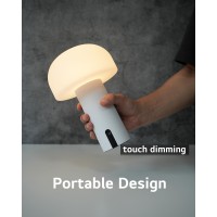 Weilailux Outdoor Mushroom Table Lamp Waterproof, Cordless Table Lamps Rechargeable, Battery Operated Lamp With Usb Charging, Touch Dimmable Night Light For Bedroom/Patio/Camping/Dinning (White)