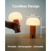 Ilovinit Outdoor Mushroom Table Lamp Rechargeable Cordless Lamps For Patio Waterproof Portable Battery Operated Lamp With Usb