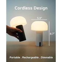 Ilovinit Outdoor Mushroom Table Lamp Rechargeable Cordless Lamps For Patio Waterproof Portable Battery Operated Lamp With Usb