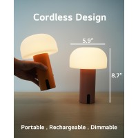 Ilovinit Outdoor Mushroom Table Lamp Rechargeable Cordless Lamps For Patio Waterproof Portable Battery Operated Lamp With Usb