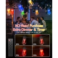 100Ft Outdoor String Lights With Remote - Warm White And Color Changing Patio Lights With Shatterproof 40 S14 Bulbs, Dimmable Timer Waterproof Edison String Lights For Outside Porch Cafe Pergola Party