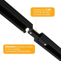 Vanoopee H Track Lighting Rails Kit 66Ft H Type Track Rails Black With End Caps And Live End Feed Connector Compatible With S