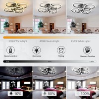 Sjv 8Rings Led Ceiling Light Dimmable Modern Ceiling Lights Fixture 100W Black Led Flush Mount Lighting Fixtures Chandeliers F