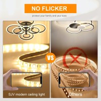 Sjv 8Rings Led Ceiling Light Dimmable Modern Ceiling Lights Fixture 100W Black Led Flush Mount Lighting Fixtures Chandeliers F