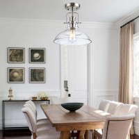 Zlepmlla Modern Flush Mount Ceiling Light Fixture Bulb Included Brushed Nickel Finished With Clear Glass Shade Farmhouse Li