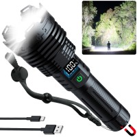 Alstu Rechargeable Flashlights High Lumens Led: 900,000 Lumens Bright Powerful Tactical Flash Light With Magnetic Base, Digital Display, 5 Modes, Ipx6 Waterproof Torch For Camping Emergencies