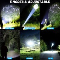 Alstu Rechargeable Flashlights High Lumens Led: 900,000 Lumens Bright Powerful Tactical Flash Light With Magnetic Base, Digital Display, 5 Modes, Ipx6 Waterproof Torch For Camping Emergencies