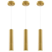 Pindodo Modern Pendant Light Fixtures For Kitchen Island,3 Pack Gold Pendant Light With Led Bulb,Minimalist Ceiling Haning Light For Dining Room Bedroom Cafe Bar 5W 4000K