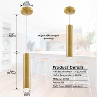 Pindodo Modern Pendant Light Fixtures For Kitchen Island,3 Pack Gold Pendant Light With Led Bulb,Minimalist Ceiling Haning Light For Dining Room Bedroom Cafe Bar 5W 4000K