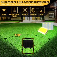 Cecaylie Led Floodlight, Work Light 100W, 10000Lm Led Floodlight With 3M Cable And Plug, Ip66 Waterproof Work Light For Indoor And Outdoor Garage Workshop, Cool White