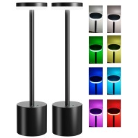 Loshuer 2Pcs Cordless Table Lamps Rechargeable-8000Mah Battery Operated Table Light, 9 Colors Portable Led Desk Lamp For Bedroom,Outdoor,Camping-Black